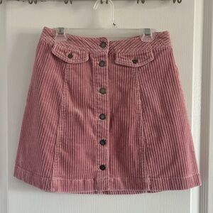Pink Corduroy Mini Skirt